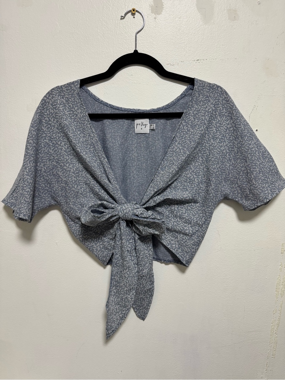 Princess Polly Blue Tie-Front Crop Top
